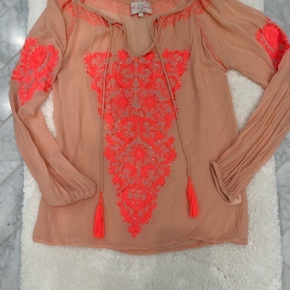 MISS JUNE PARIS Gorgeous Boho Embroidered Sheer W/ Tassels VGUC Size Small Or 1 - Picture 3 of 14